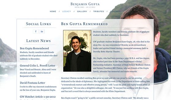 Ben Gupta Memorial Website - 2