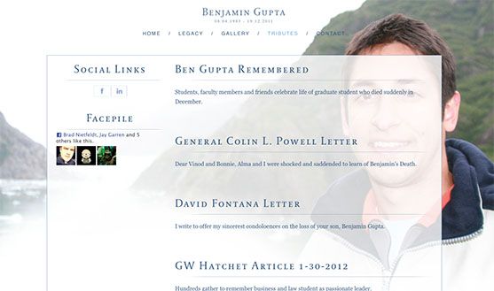 Ben Gupta Memorial Website - 6